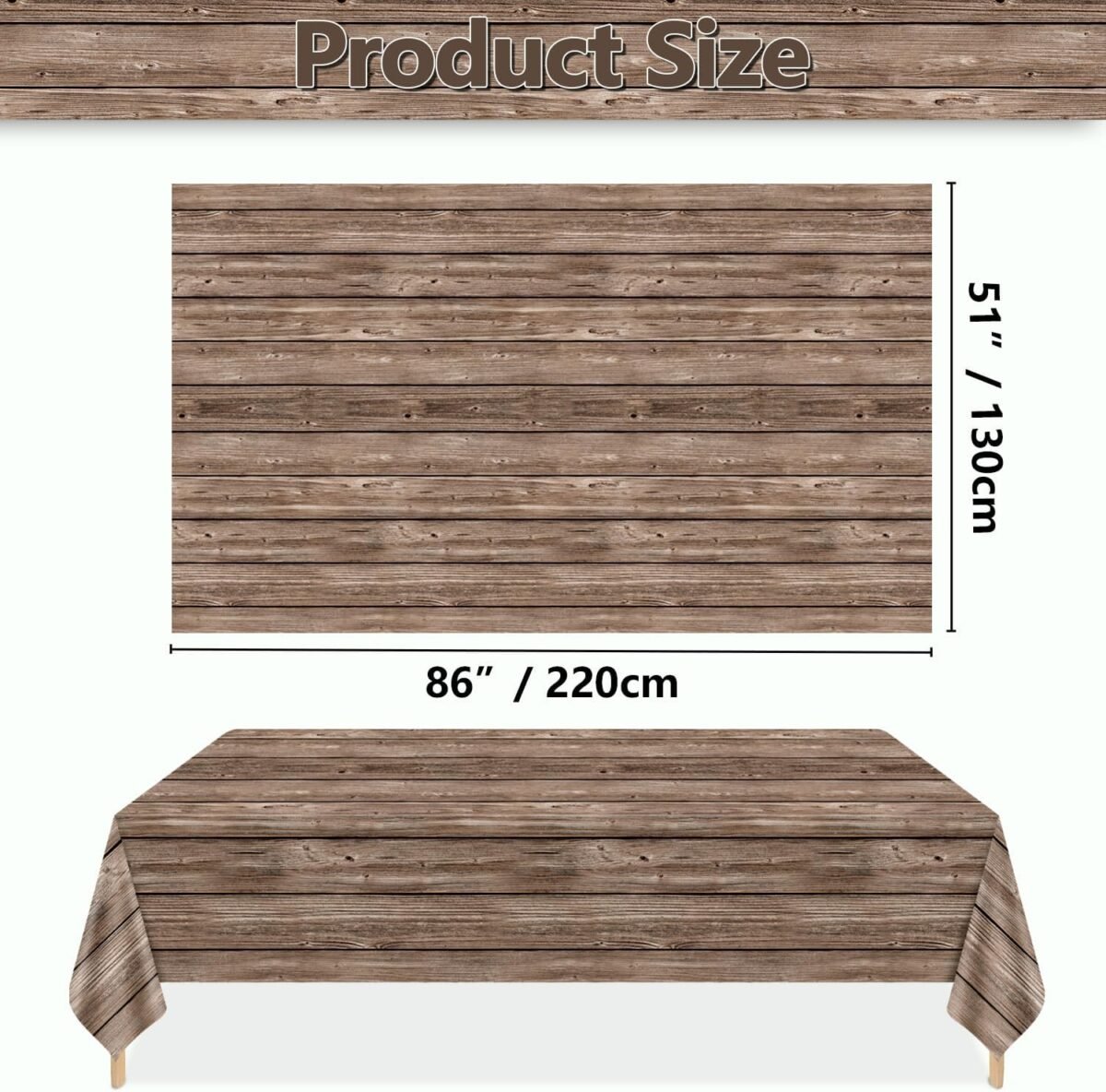 Brown Wooden Table Cloth, Wood Grain Tablecloth Cowboy Theme Party Decorations for Country Wedding Western Themed Party Decorations - Image 3