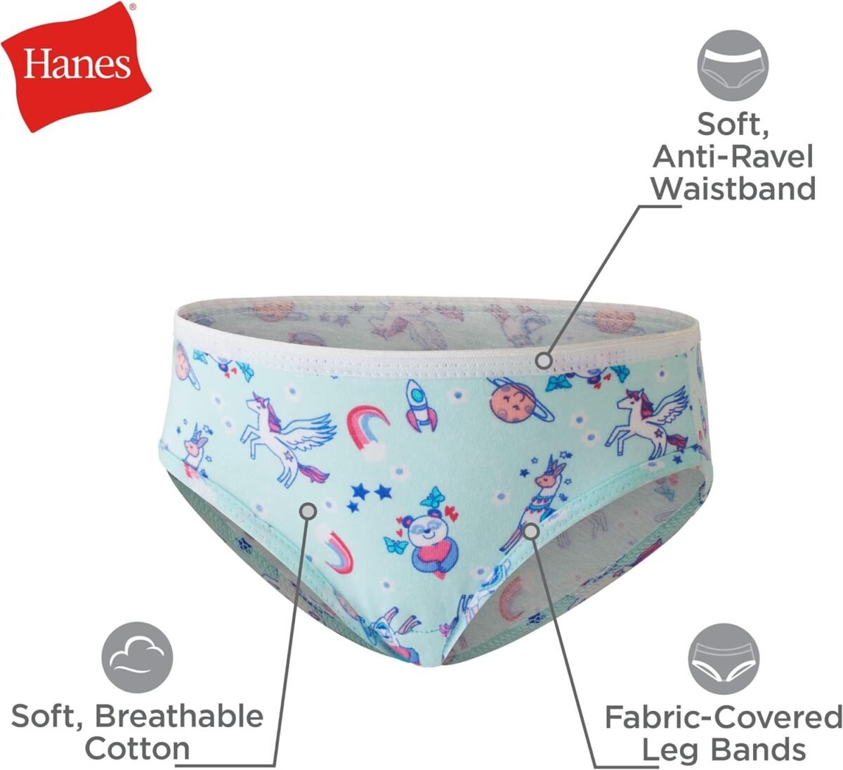 Hanes girls And Toddler Underwear, Cotton Knit Tagless Brief, Hipster, and Bikini Panties, Multipack (Colors May Vary) - Image 3