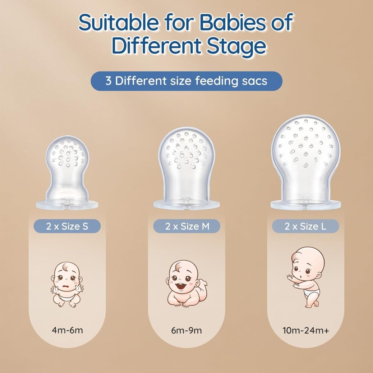 2 Pack Silicone Baby Fruit Feeder with Mini Freezer Tray, Baby Teethers, Breastmilk Popsicle Molds for Baby Teething Relief, Fresh Food Feeder for Safe Infant Self Feeding, Extra Food Pouches - Image 4