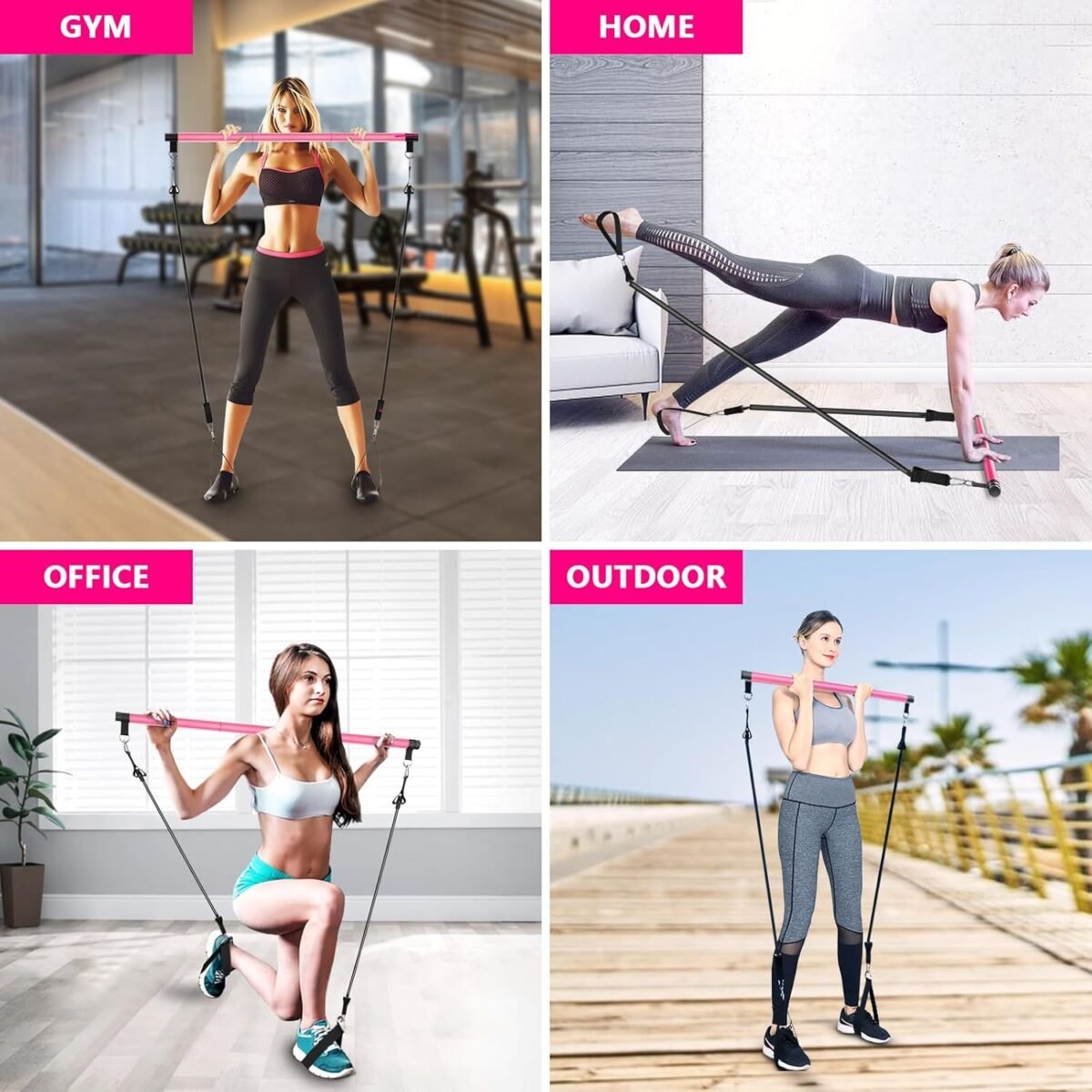 Pilates Bar Kit with Resistance Bands,Pilates Bar with Stackable Bands Workout Equipment for Legs,Hip,Waist and Arm,Exercise Fitness Equipment for Women & Men Home Gym Yoga Pilates - Image 4