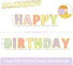 Happy Birthday Banner & Sign - 9ft Pre-Strung No Assembly | Pastel Birthday Decorations for Women, Girls, Boys, Adults, Pets | Party Backdrop, Wall Decor for All Celebrations - Image 3