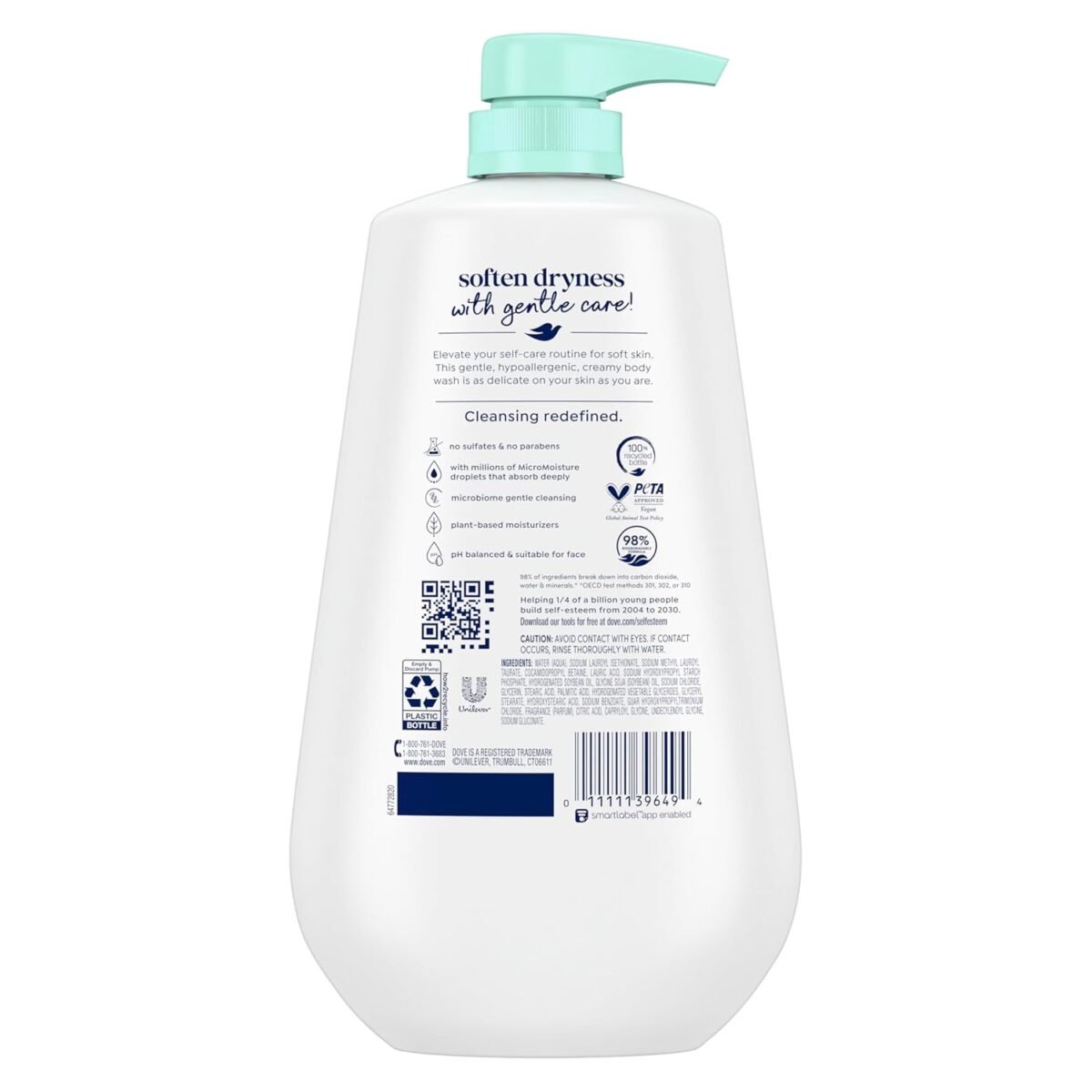 Dove Body Wash 3 Count Sensitive Skin For 24hr Lotion-Soft Skin Moisturizing Skin Cleanser Gentle Hypoallergenic Formula with No Sulfates No Parabens - Image 3