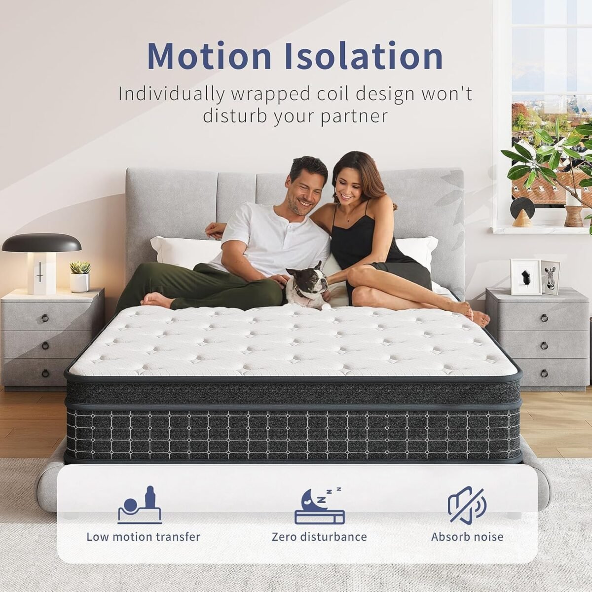 Queen Mattress, 12 Inch Queen Size Mattresses in a Box, Individually Wrapped Pocket Coils for Isolate Motion,Pressure Relief, CertiPUR-US Certified, Support Comfort & Medium Firm - Image 4