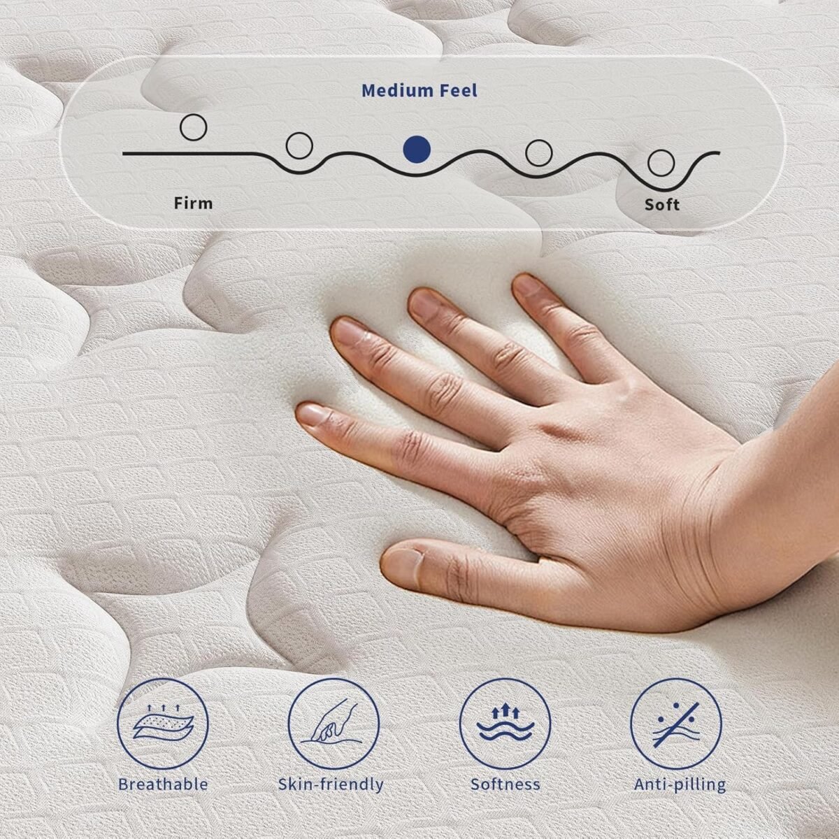 Queen Mattress, 12 Inch Queen Size Mattresses in a Box, Individually Wrapped Pocket Coils for Isolate Motion,Pressure Relief, CertiPUR-US Certified, Support Comfort & Medium Firm - Image 6
