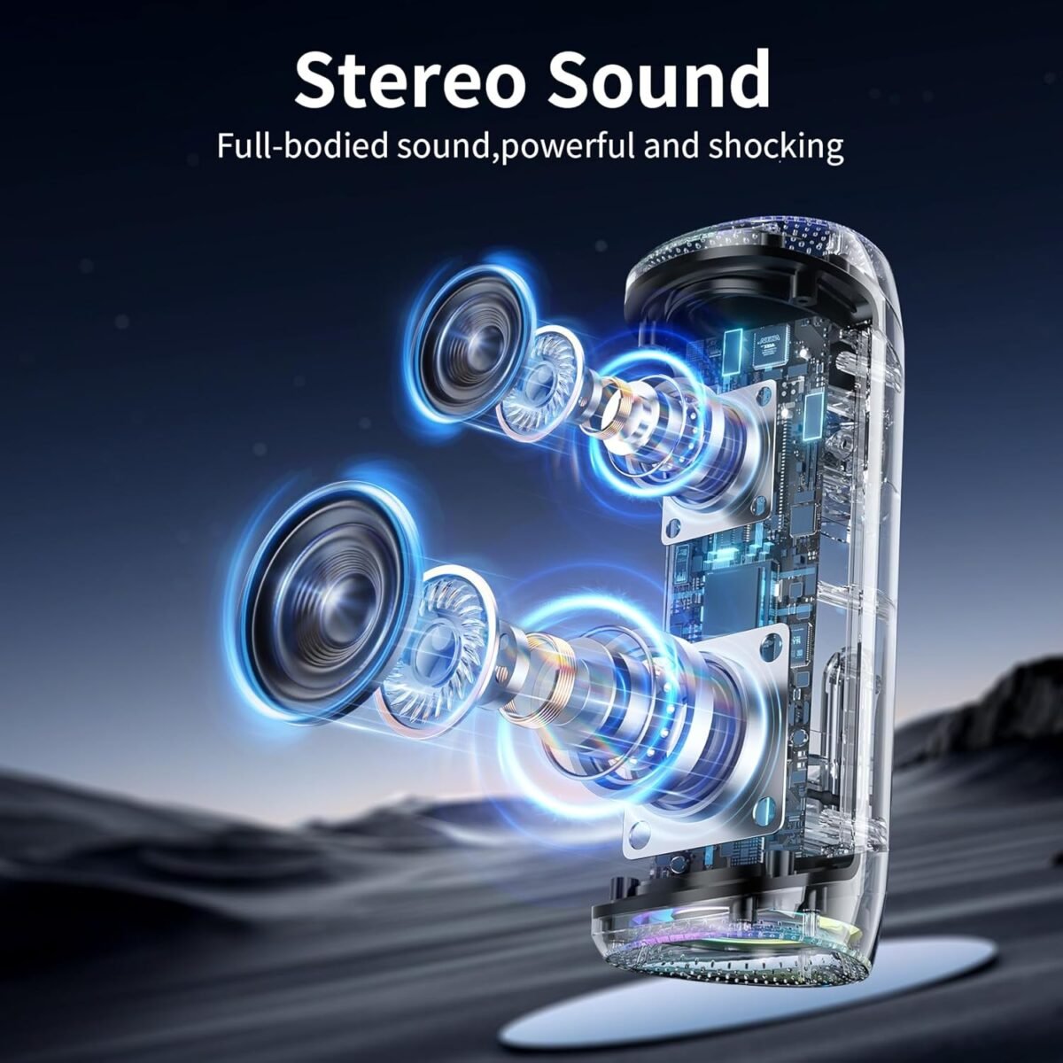 Bluetooth Speaker with HD Sound, Portable Wireless, IPX5 Waterproof, Up to 20H Playtime, TWS Pairing, Bluetooth 5.3, for Home, Party, Beach, Outdoor, Electronic Gadgets, Birthday Gift (Black) - Image 3