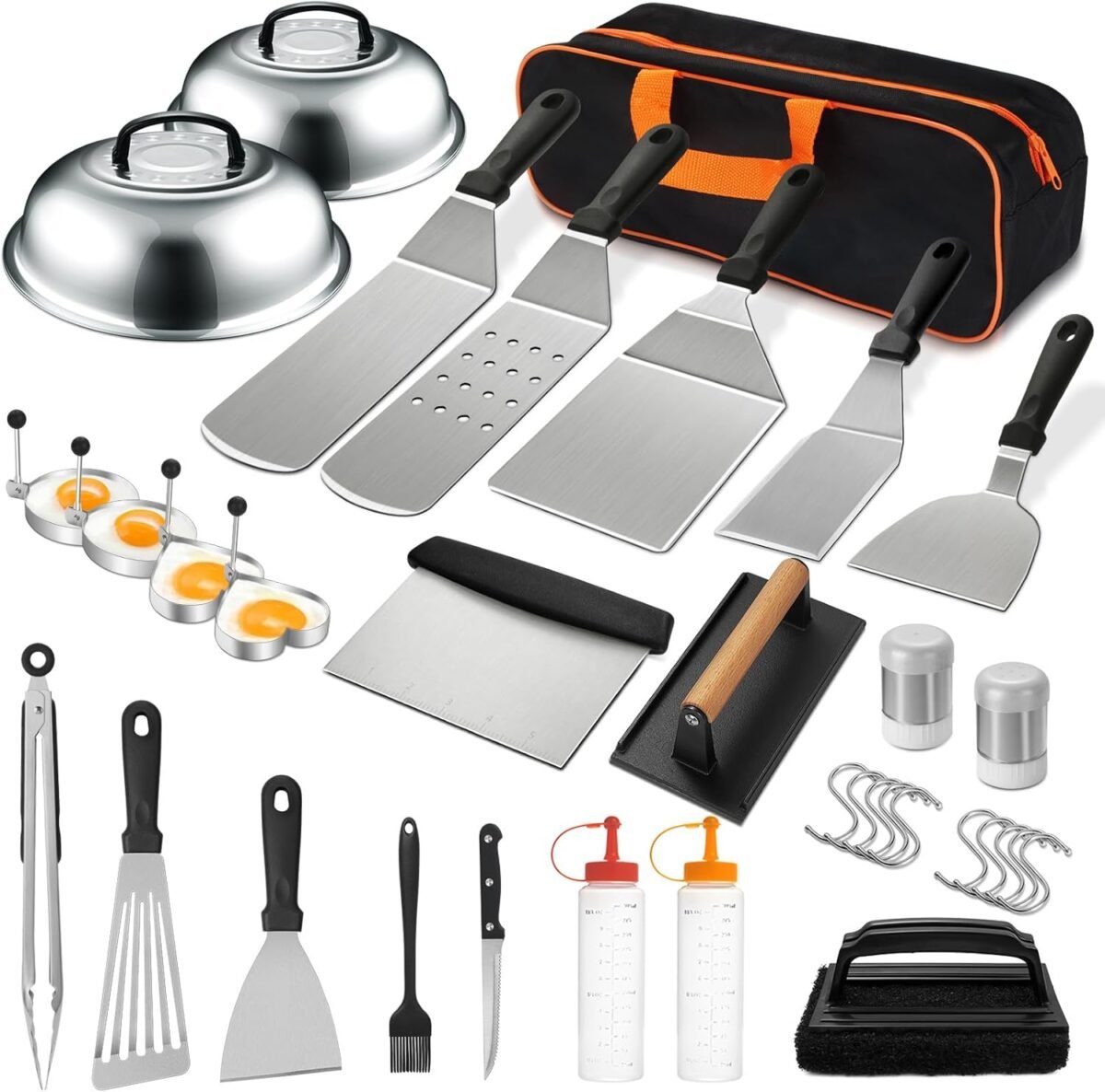 35PCS Griddle Accessories Kit, Flat Top Grill Accessories Set for Blackstone and Camp Chef, Grill Spatula Set with Enlarged Spatulas, Basting Cover, Scraper for Outdoor Barbecue - Image 2