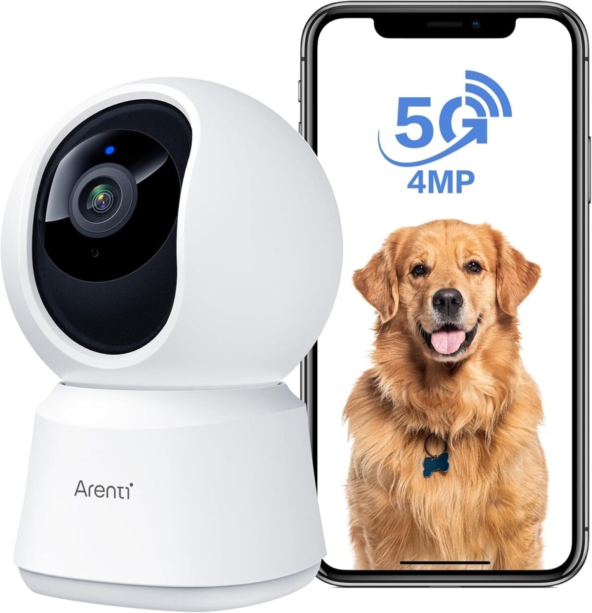 ARENTI 5G Security Camera Indoor, 4MP Pet Camera with Speaker for Dog/Cat, Baby Monitor with Phone App, Dual-Band WiFi, Auto Tracking, Super Night Vision, 2-Way Talk, Cloud & SD Card Storage - Image 2