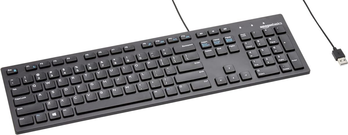 Amazon Basics Wired QWERTY Keyboard, Full-Sized, Black - Image 2