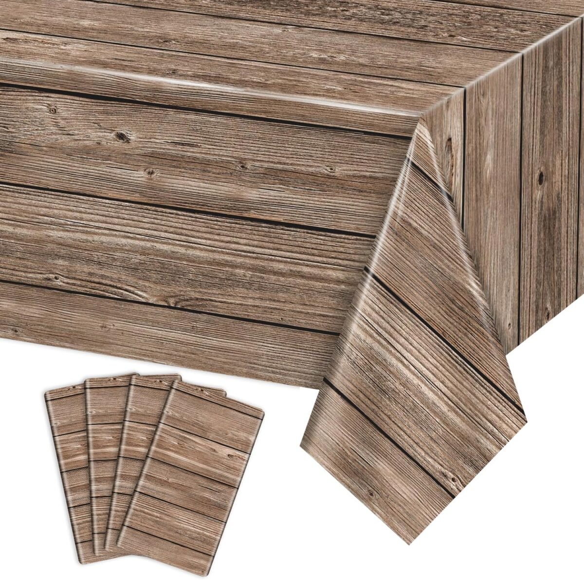 Brown Wooden Table Cloth, Wood Grain Tablecloth Cowboy Theme Party Decorations for Country Wedding Western Themed Party Decorations - Image 2