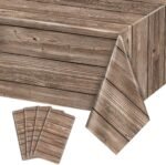 Brown Wooden Table Cloth, Wood Grain Tablecloth Cowboy Theme Party Decorations for Country Wedding Western Themed Party Decorations - Image 2
