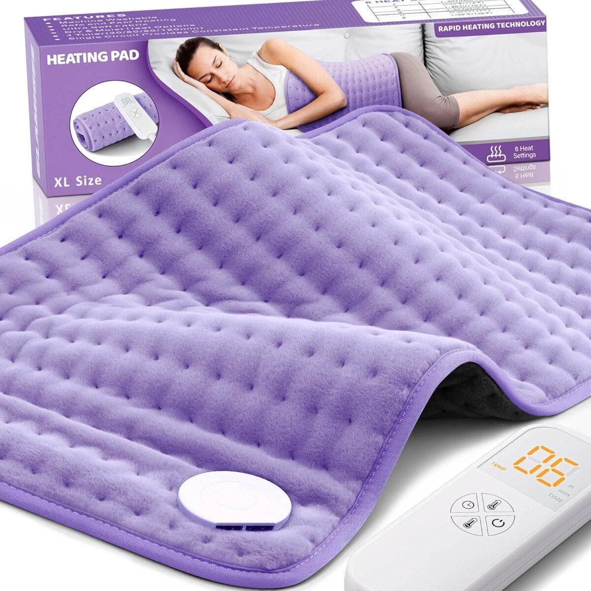 Heating Pad for Back Pain Cramps Relief - Electric Heating Pad for Neck/Shoulder/Muscle Pain - 6 Heat Settings, Auto Off, Moist Heat Options, Machine Washable, Mothers Day Gifts for Mom, Women - XL - Image 2