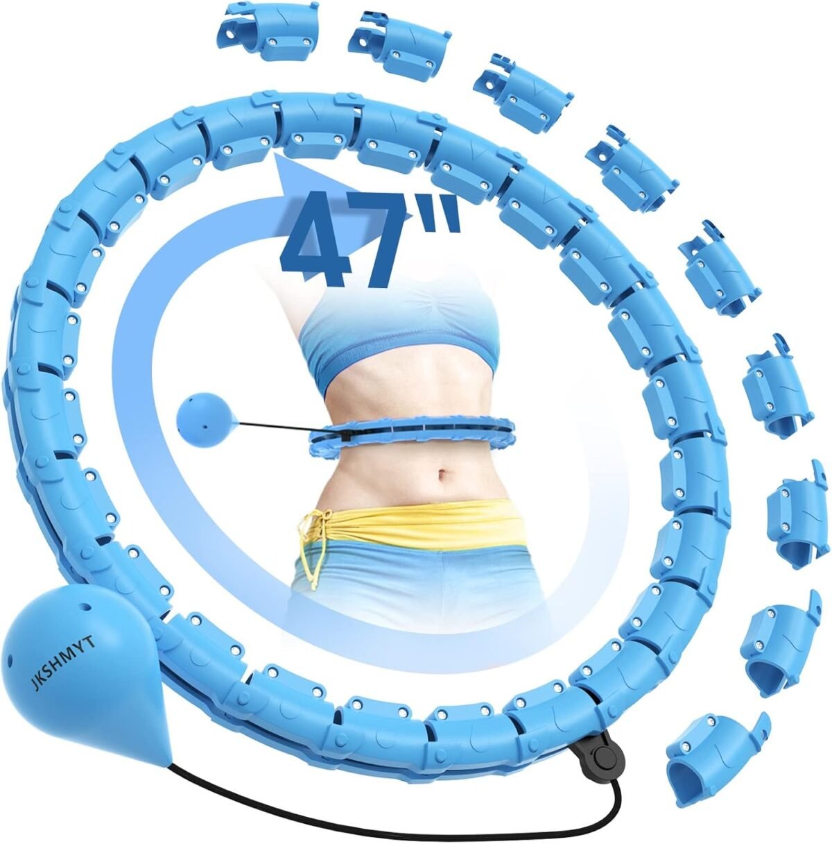 JKSHMYT Weighted Hula Circle Hoops for Adults Weight Loss, Infinity Fitness Hoop Plus Size 47 Inch, 24 Detachable Links, Exercise Hoop Suitable for Women and Beginners - Image 2