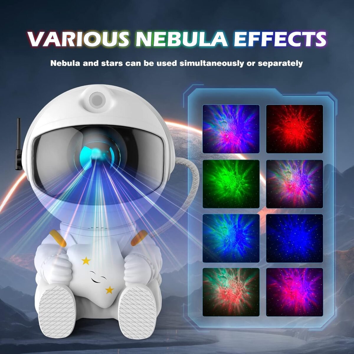 Astronaut Galaxy Projector, Star Projector Galaxy Light, Night Light for Kids, Nebula Ceiling LED Lamp, Room Decor, with Timer and Remote, Gifts for Birthdays - Image 3