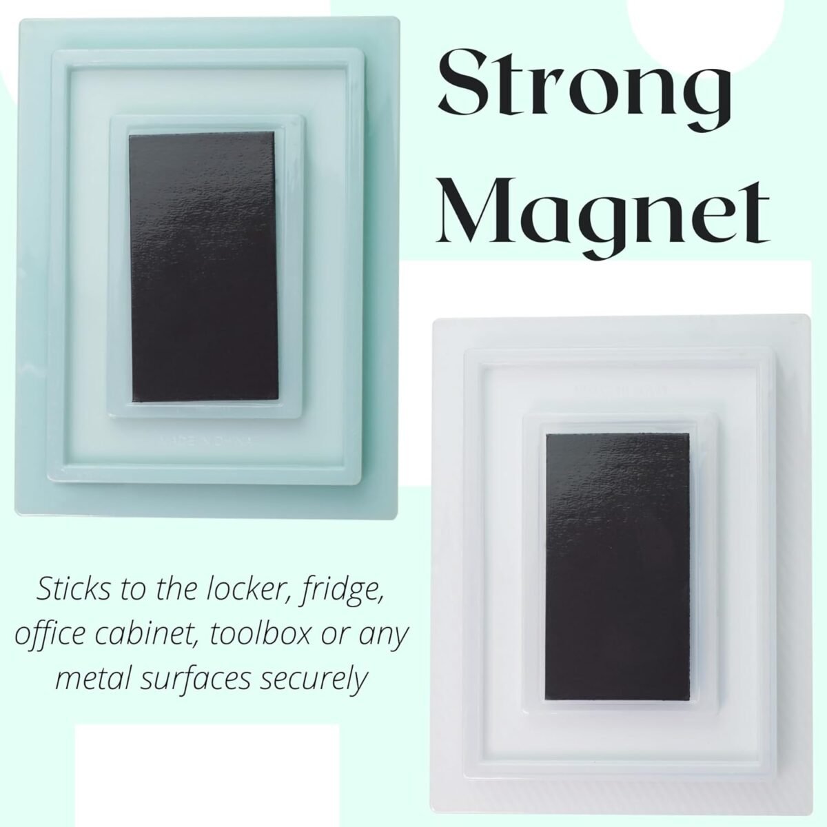 2 Pack Magnetic Locker Mirror for School Locker, Refrigerator, Office Cabinet, 6.3" x 4.8", Locker Accessories Rectangular Mirror (Soft Mint and White) - Image 3