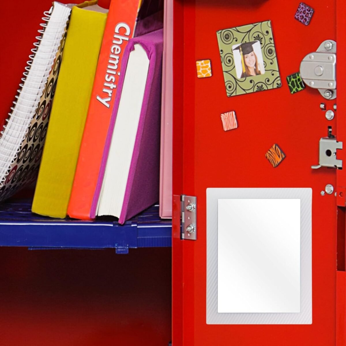 2 Pack Magnetic Locker Mirror for School Locker, Refrigerator, Office Cabinet, 6.3" x 4.8", Locker Accessories Rectangular Mirror (Soft Mint and White) - Image 5